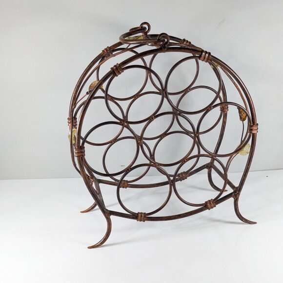 Vintage wrought Iron wine bottle storage rack, portable guest towel shelf - Picture 7 of 7